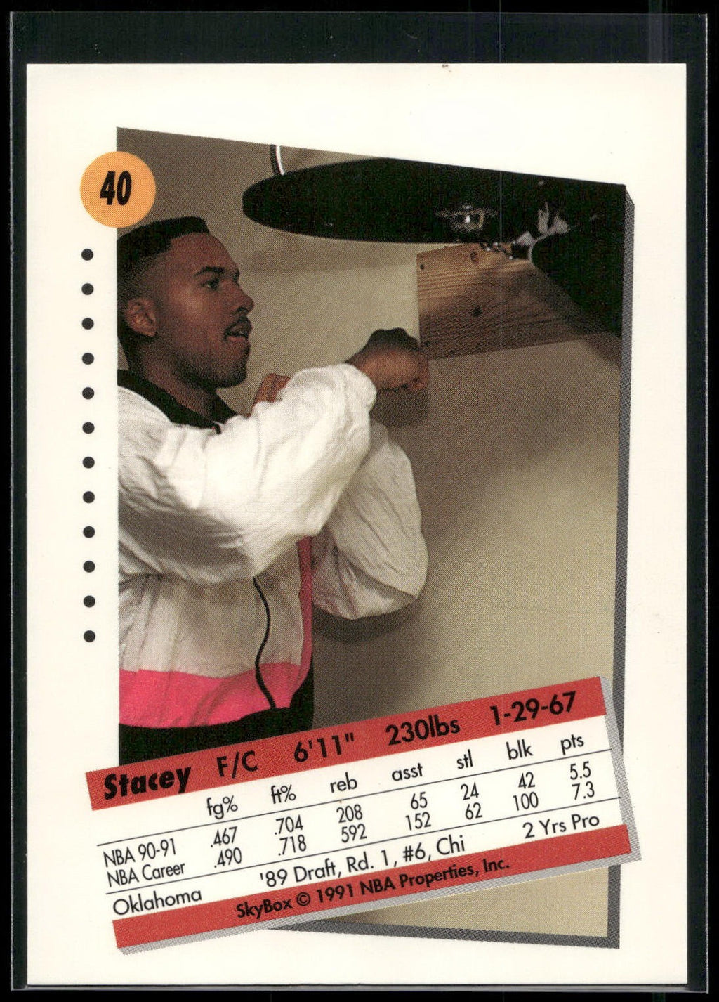 1991-92 SkyBox #40 Stacey King