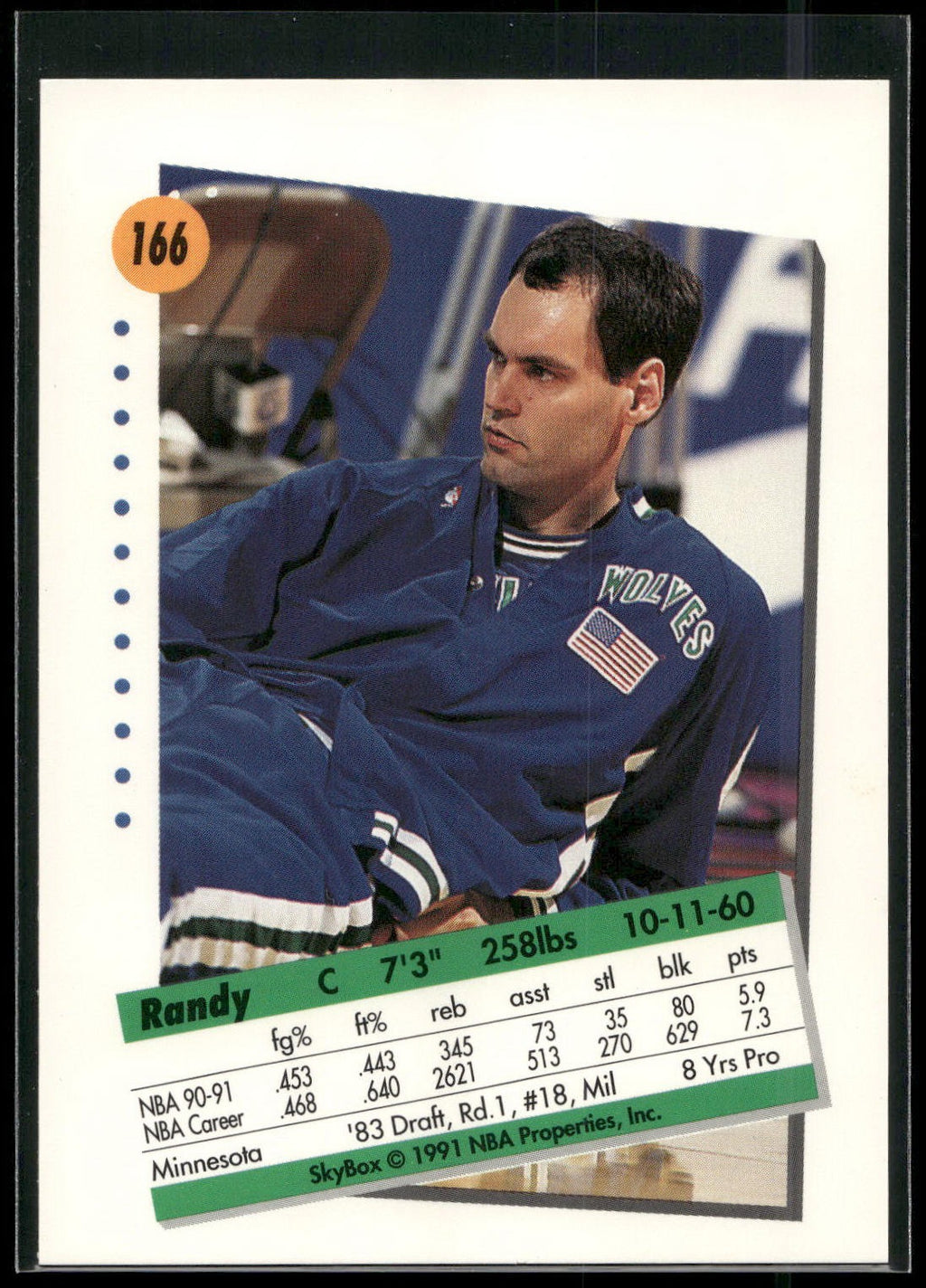 1991-92 SkyBox #166 Randy Breuer