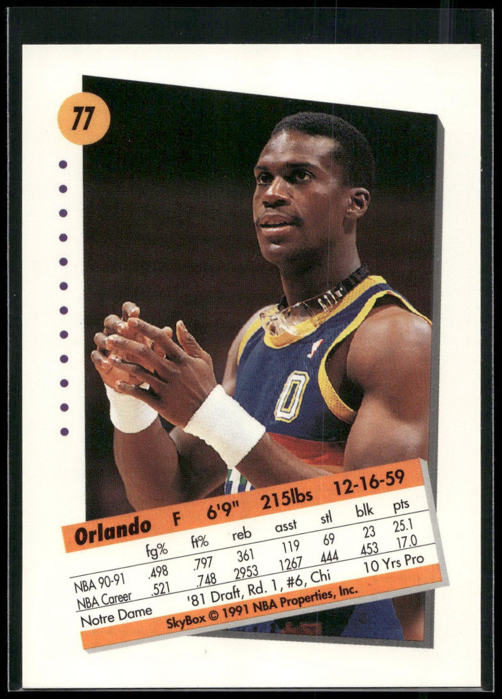 1991-92 SkyBox #77 Orlando Woolridge