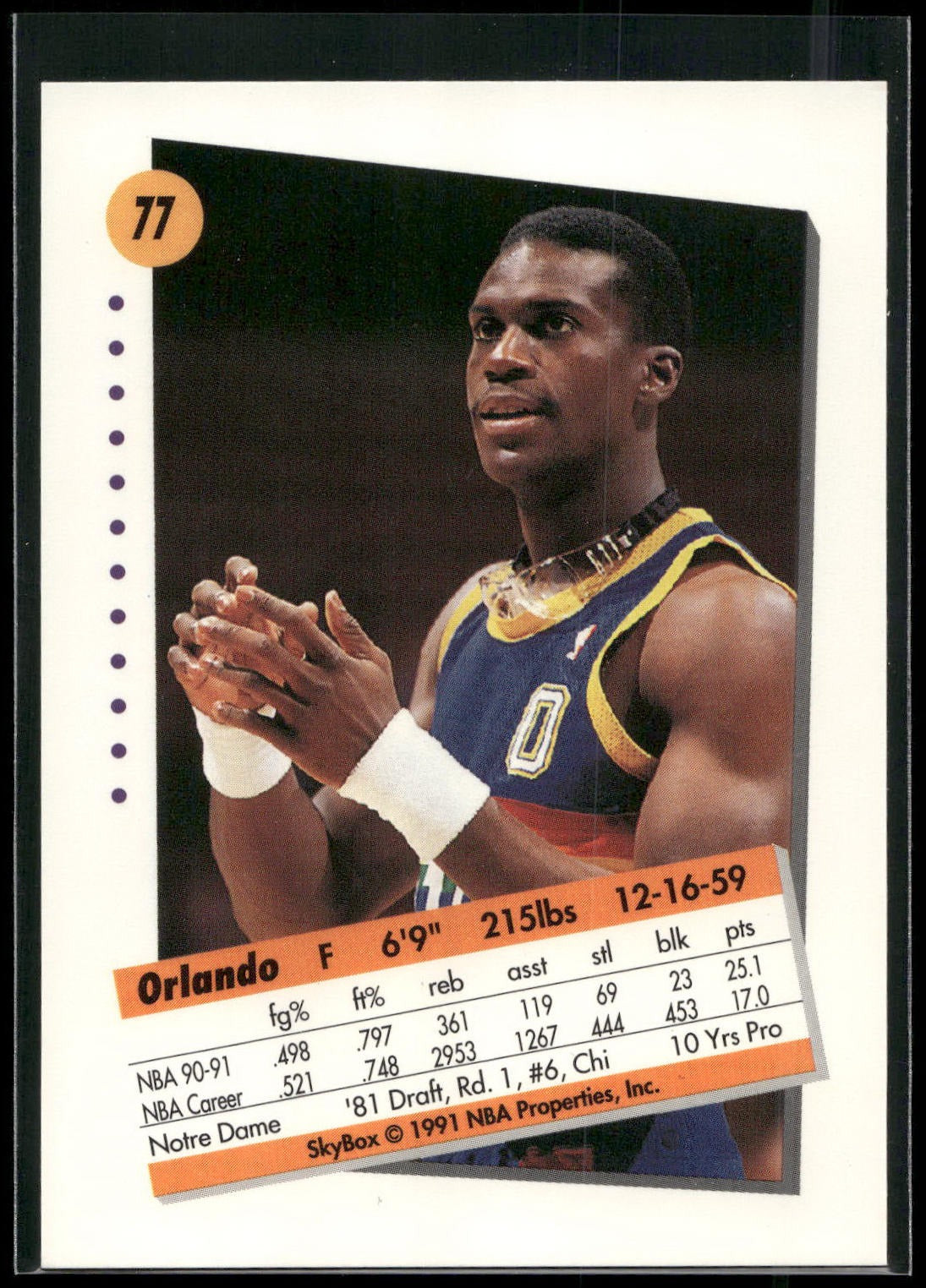 1991-92 SkyBox #77 Orlando Woolridge