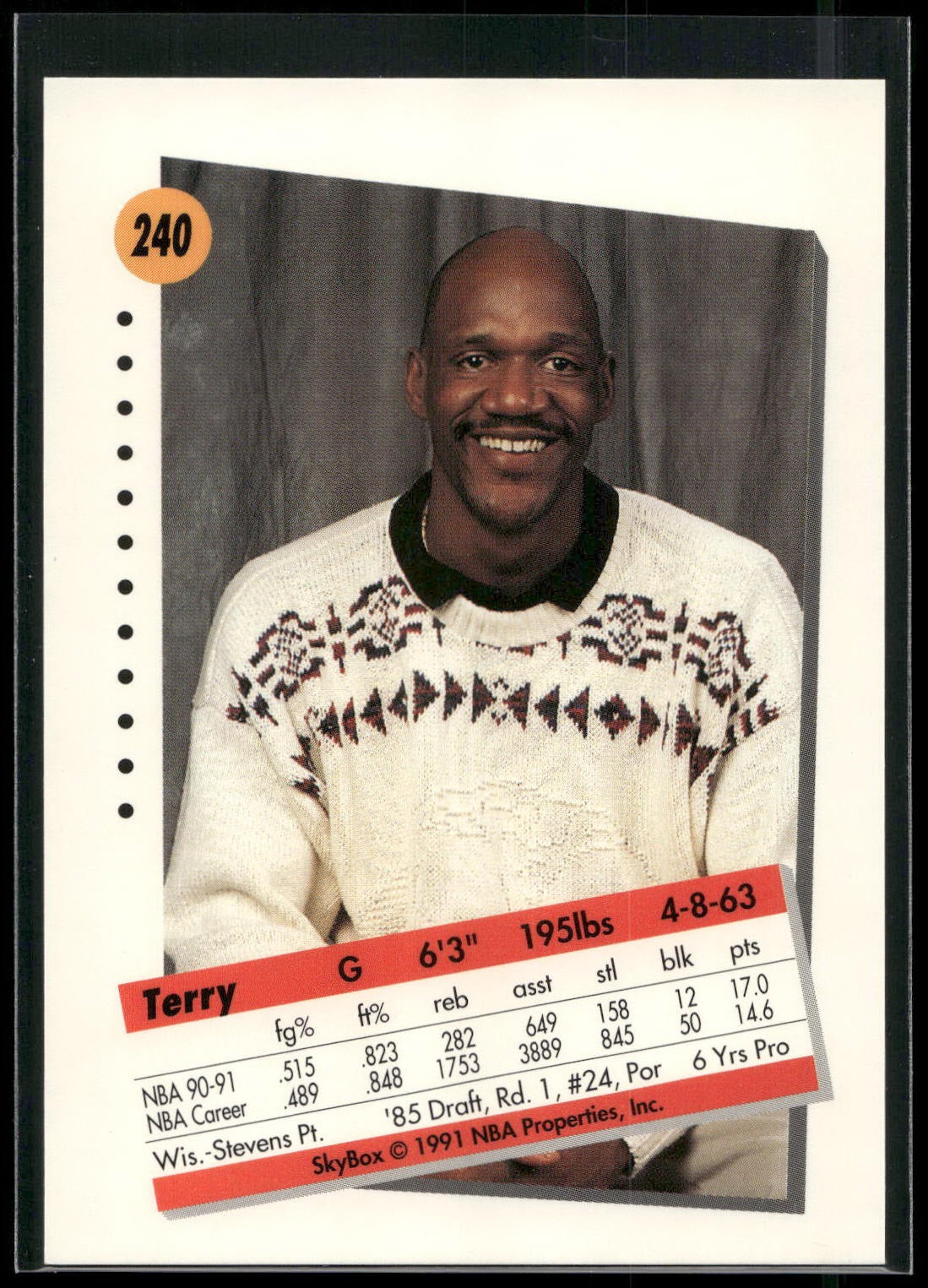 1991-92 SkyBox #240 Terry Porter Prototypes