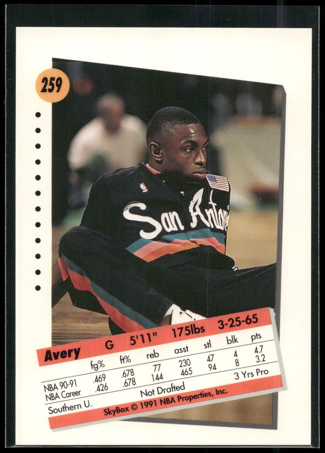 1991-92 SkyBox #259 Avery Johnson