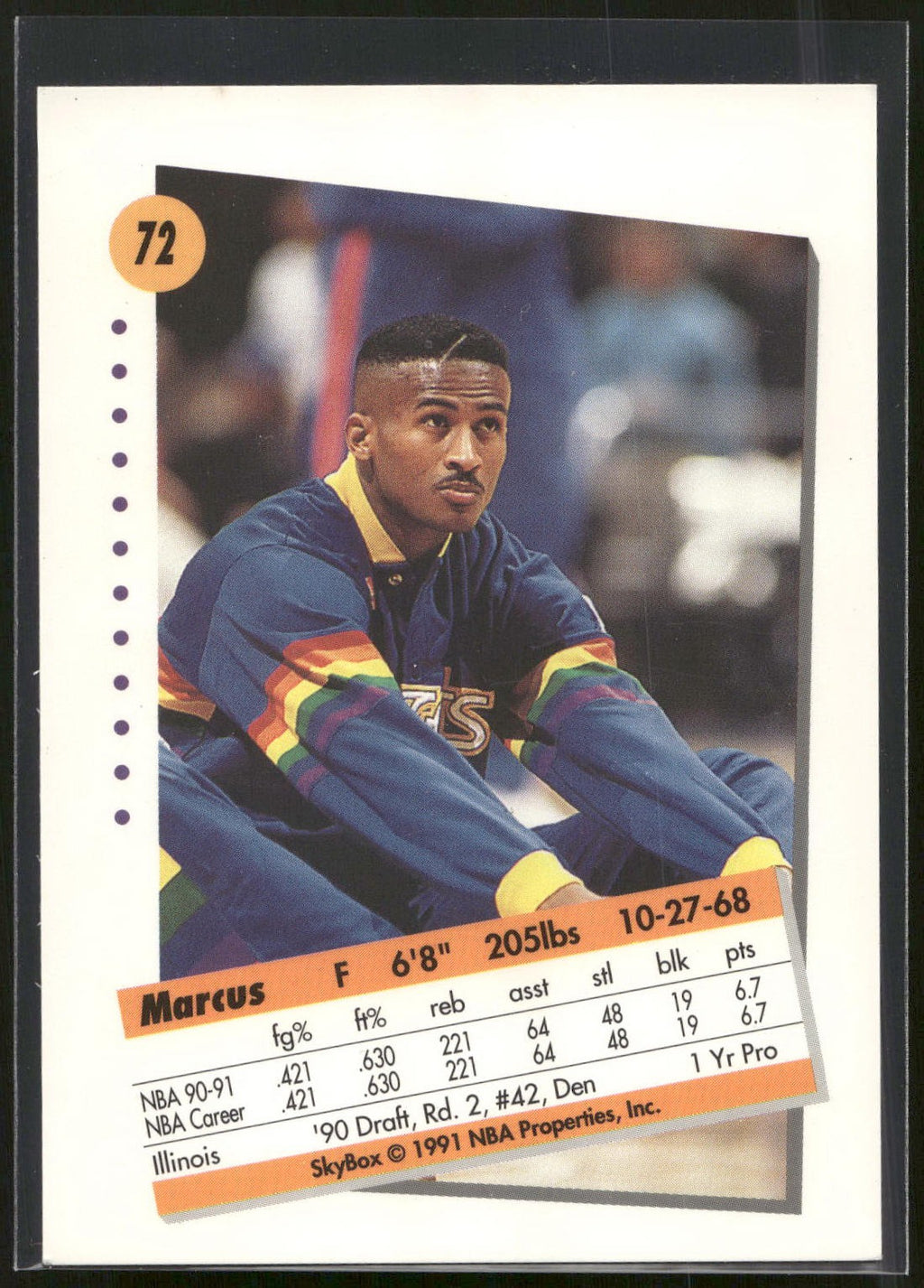 1991-92 SkyBox #72 Marcus Liberty