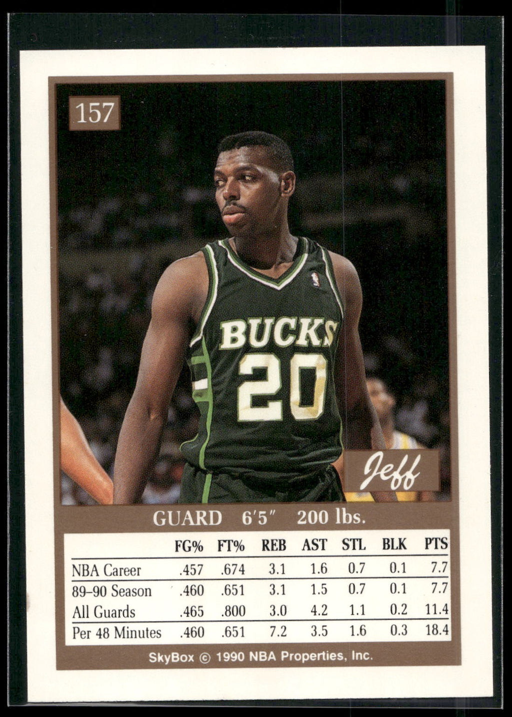 1990-91 SkyBox #157 Jeff Grayer