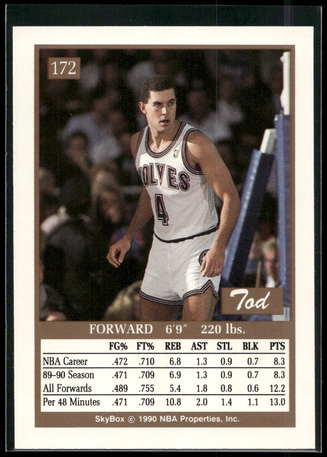 1990-91 SkyBox #172 Tod Murphy