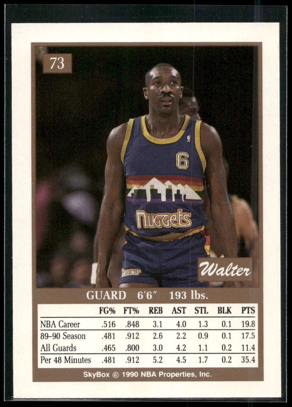 1990-91 SkyBox #73 Walter Davis