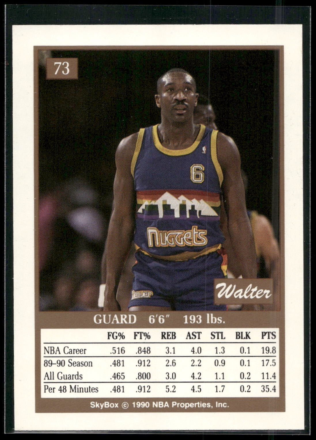 1990-91 SkyBox #73 Walter Davis
