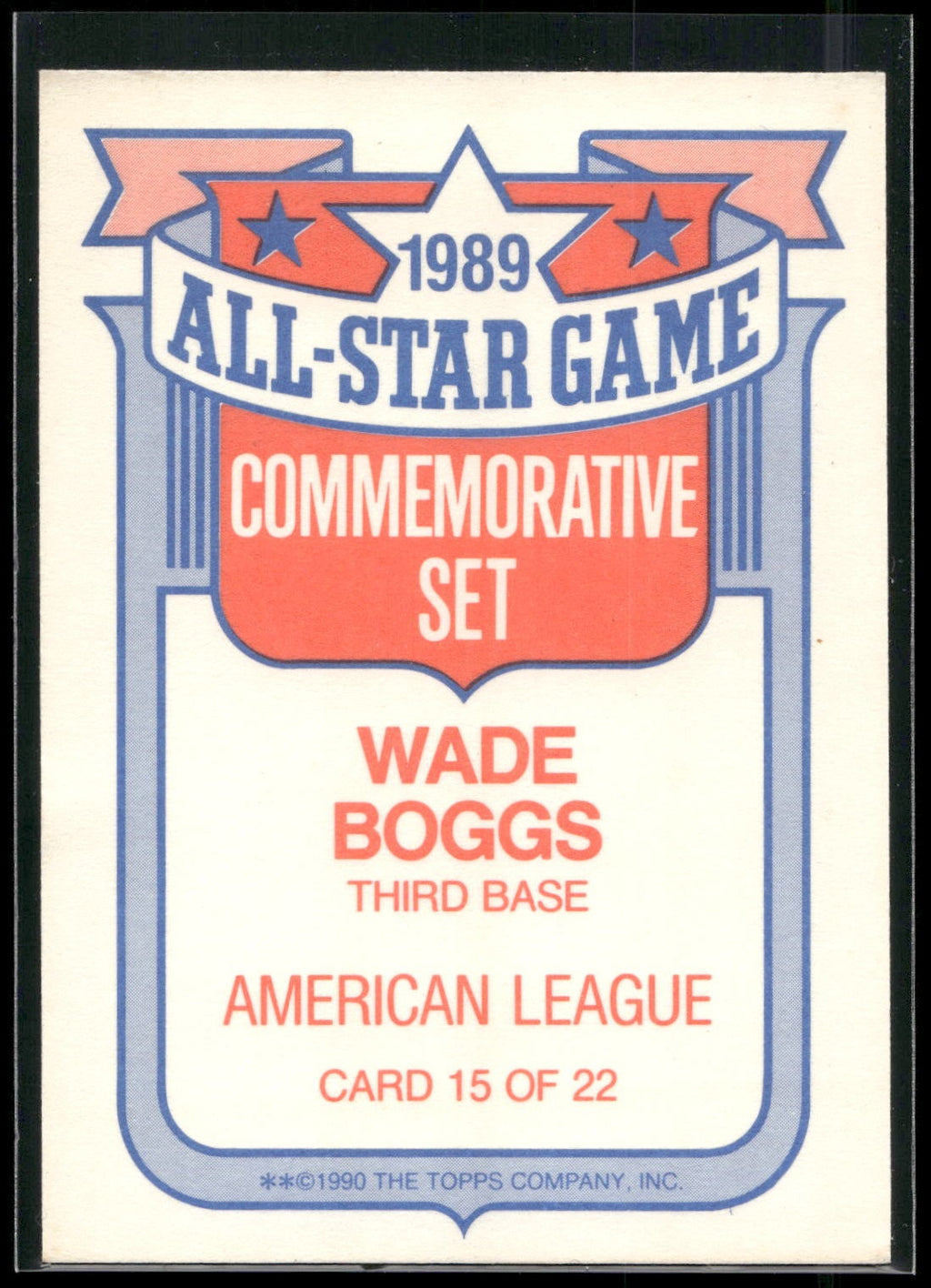 1990 Topps #15 Wade Boggs Glossy All-Stars