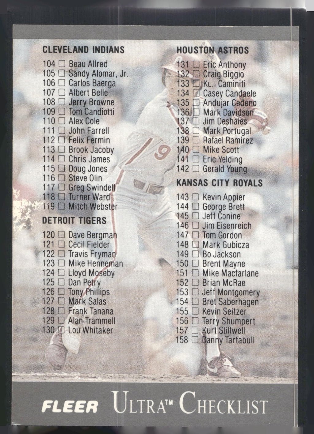 1991 Ultra #398 Checklist: 104-210