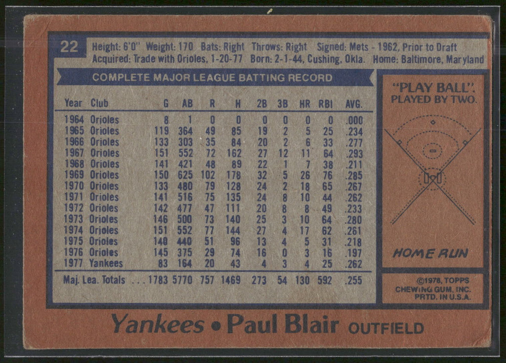 1978 Topps #114 Paul Blair