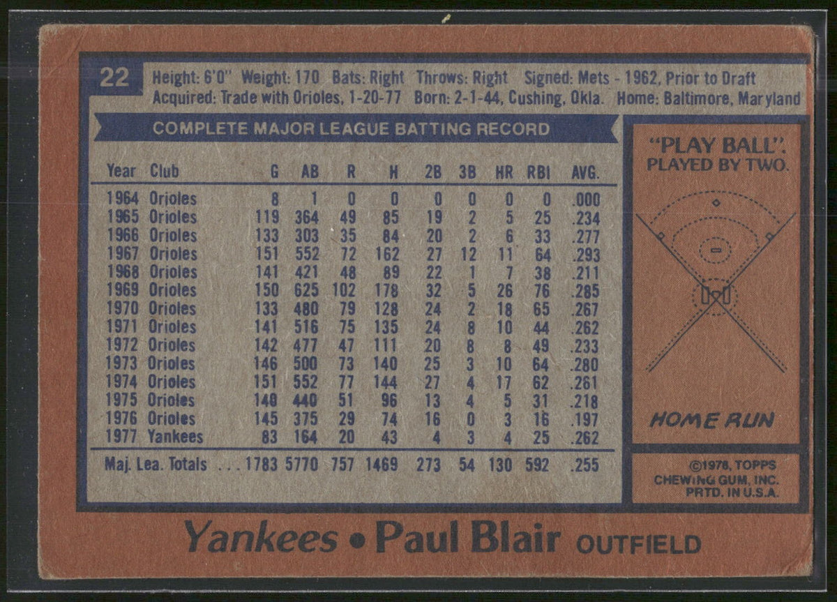 1978 Topps #114 Paul Blair