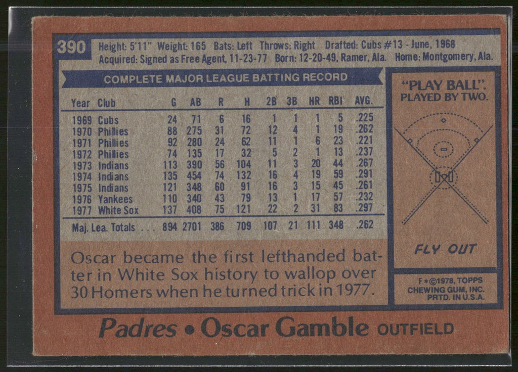 1978 Topps #390 Oscar Gamble