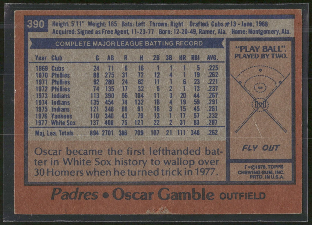 1978 Topps #390 Oscar Gamble