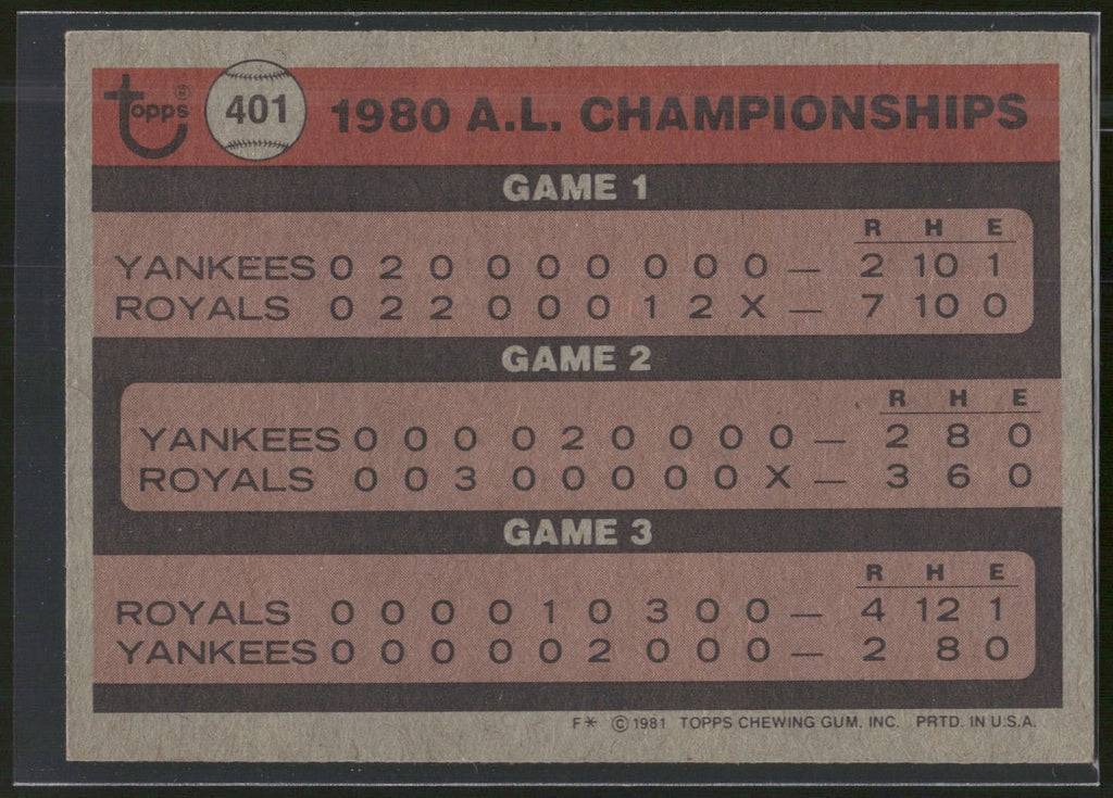 1981 Topps #401 1980 A.L. Championships ALCS