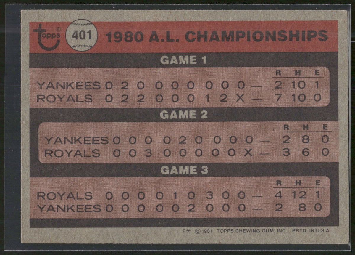 1981 Topps #401 1980 A.L. Championships ALCS