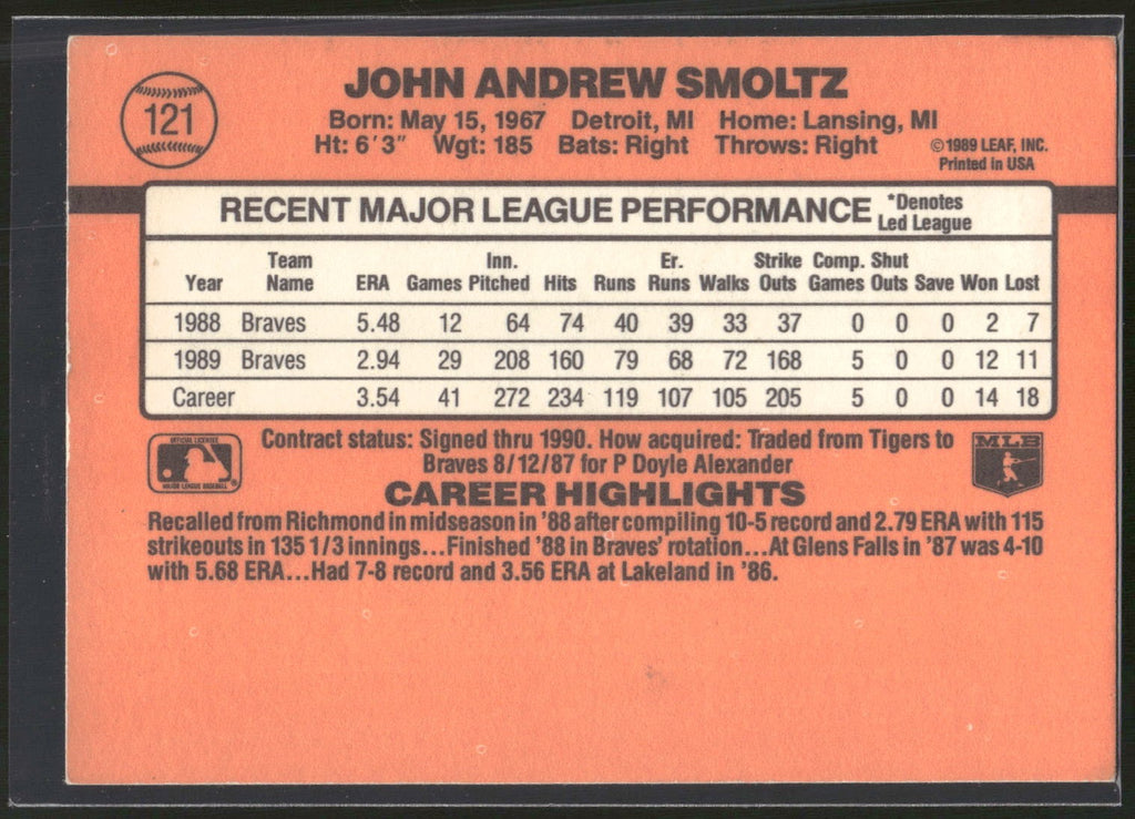 1990 Donruss #121 John Smoltz