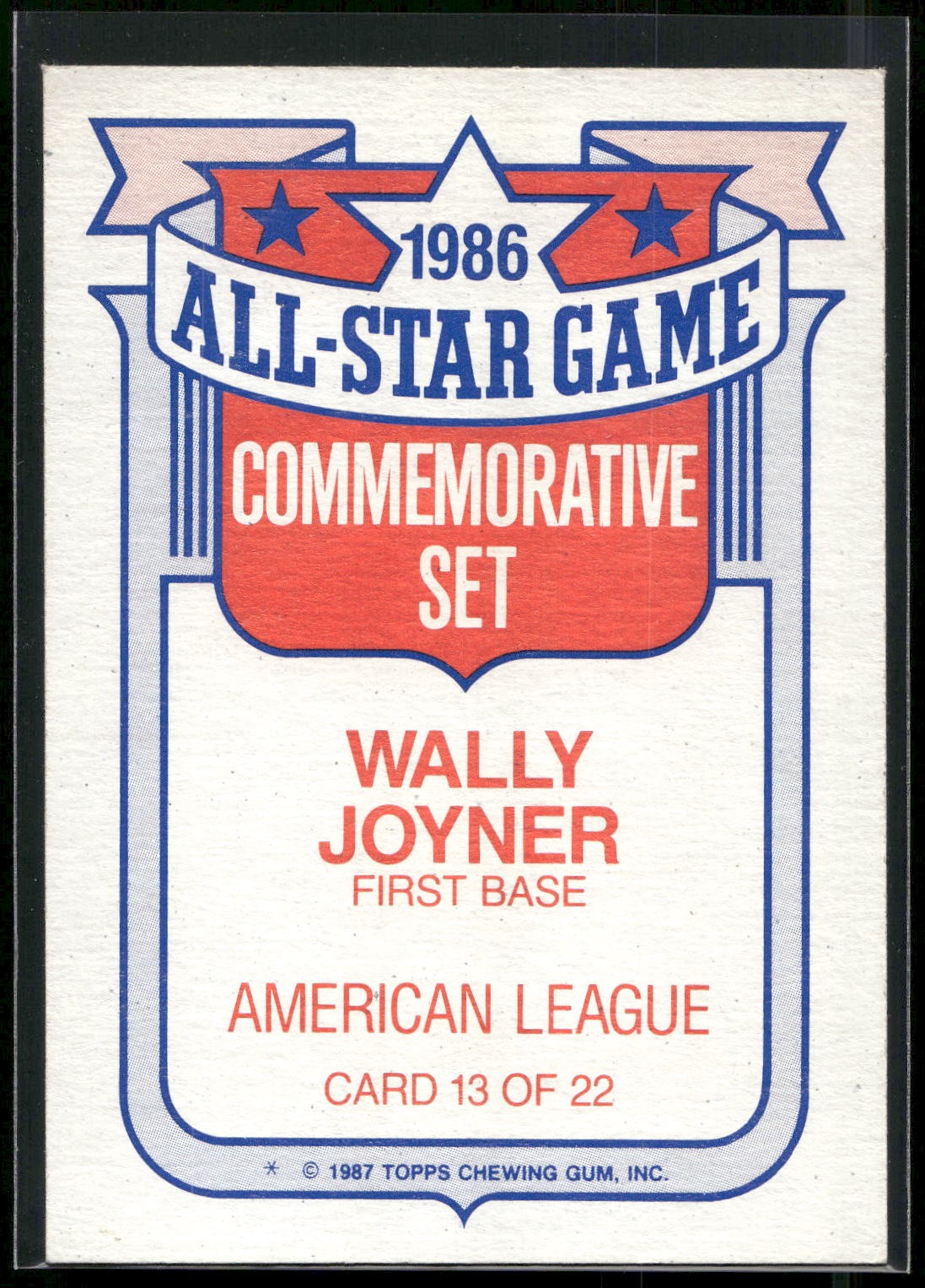 1987 Topps #13 Wally Joyner Glossy All-Stars