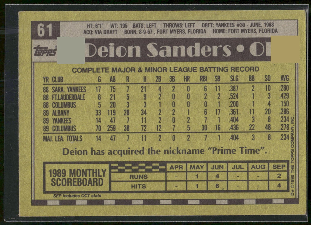 1990 Topps #61 Deion Sanders