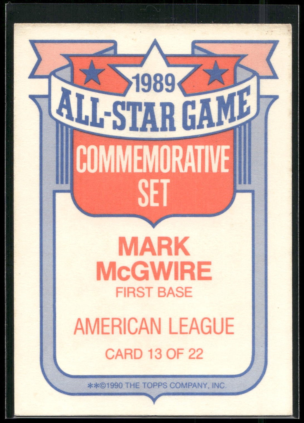 1990 Topps #13 Mark McGwire Glossy All-Stars