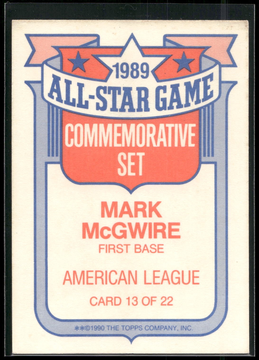 1990 Topps #13 Mark McGwire Glossy All-Stars