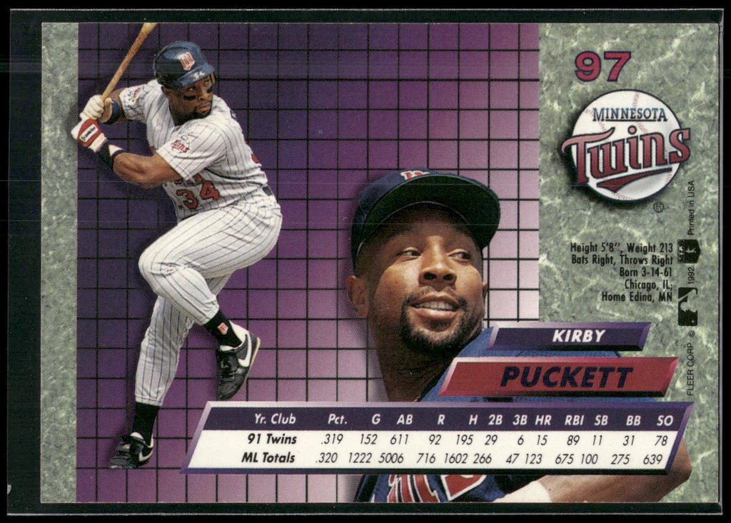 1992 Ultra #97 Kirby Puckett