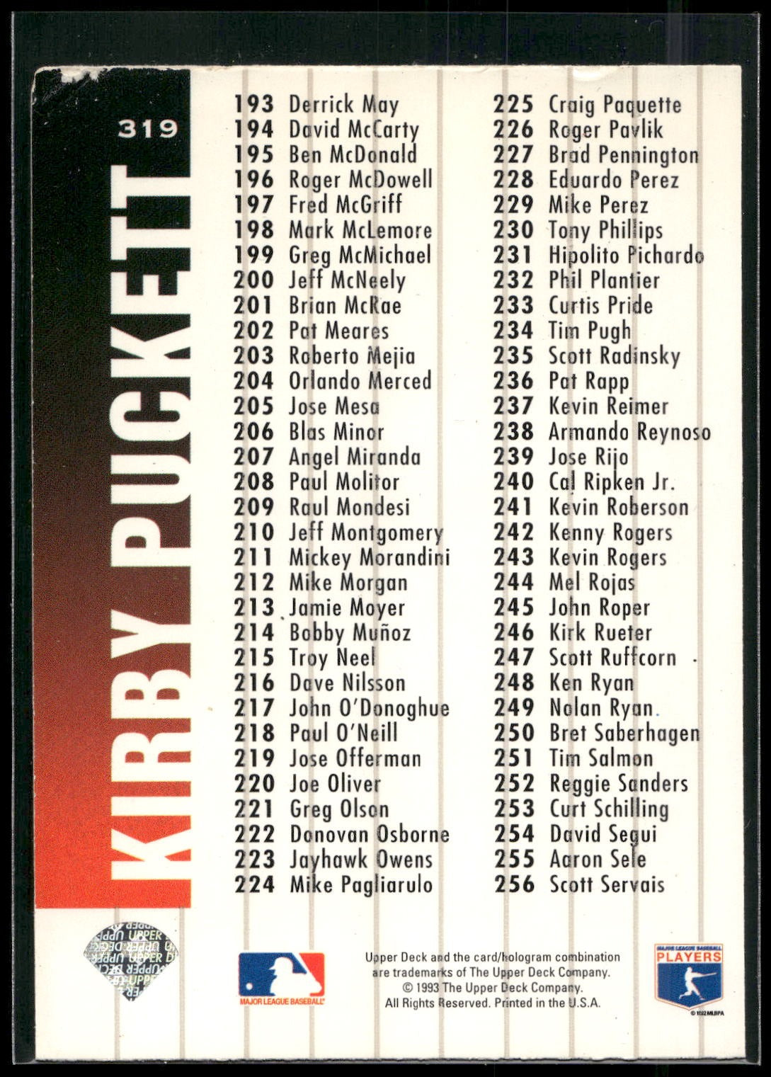 1994 Collector's Choice #319 Kirby Puckett