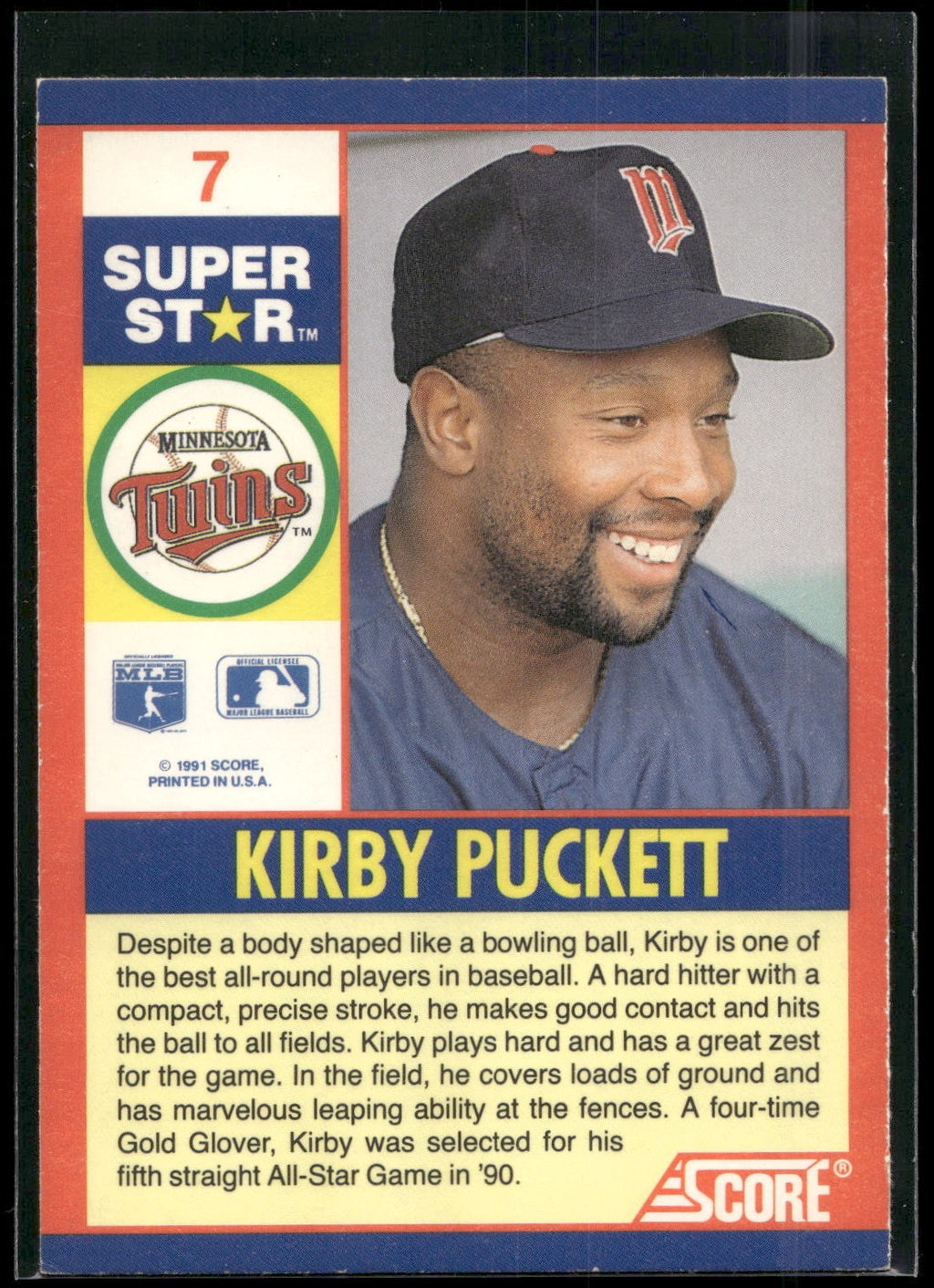 1991 Score 100 Superstars #7 Kirby Puckett
