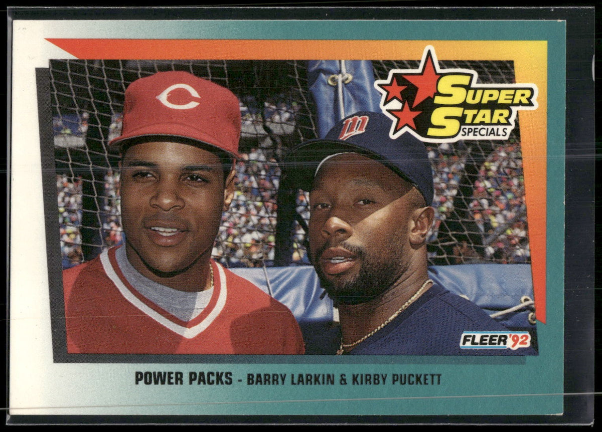 1992 Fleer #704 Power Packs (Barry Larkin / Kirby Puckett)