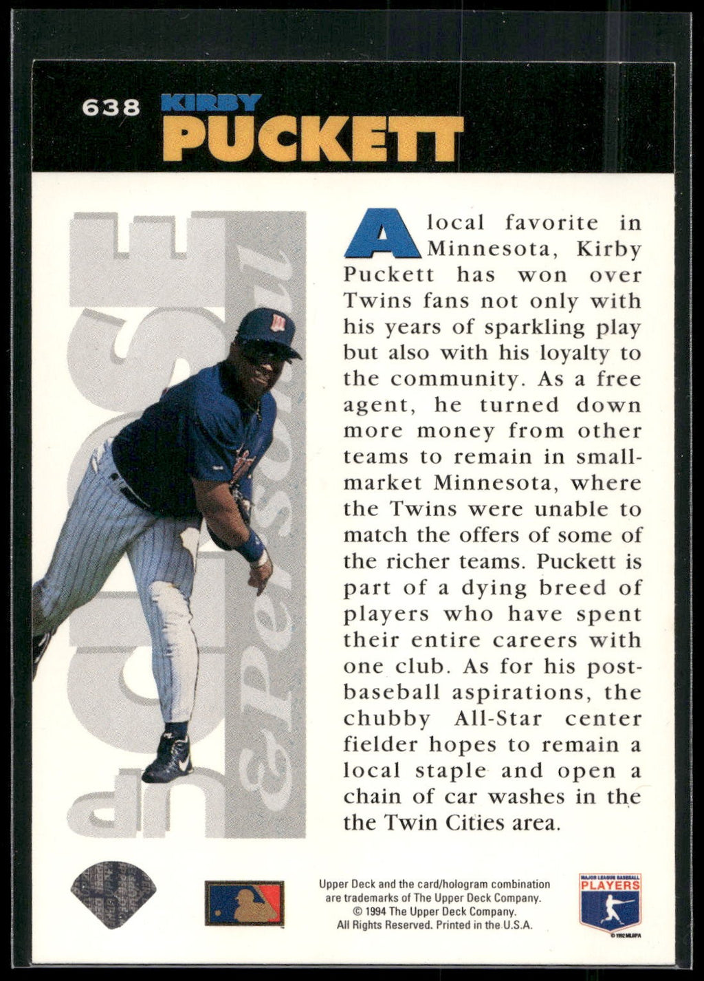 1994 Collector's Choice #638 Kirby Puckett