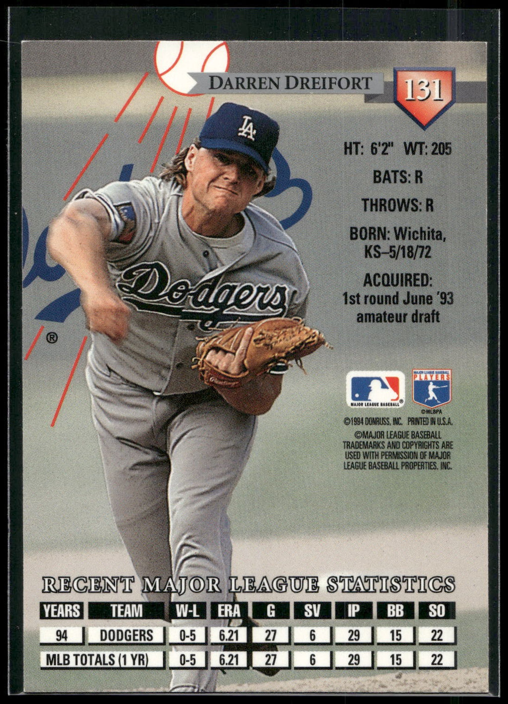 1995 Donruss #131 Darren Dreifort Press Proofs