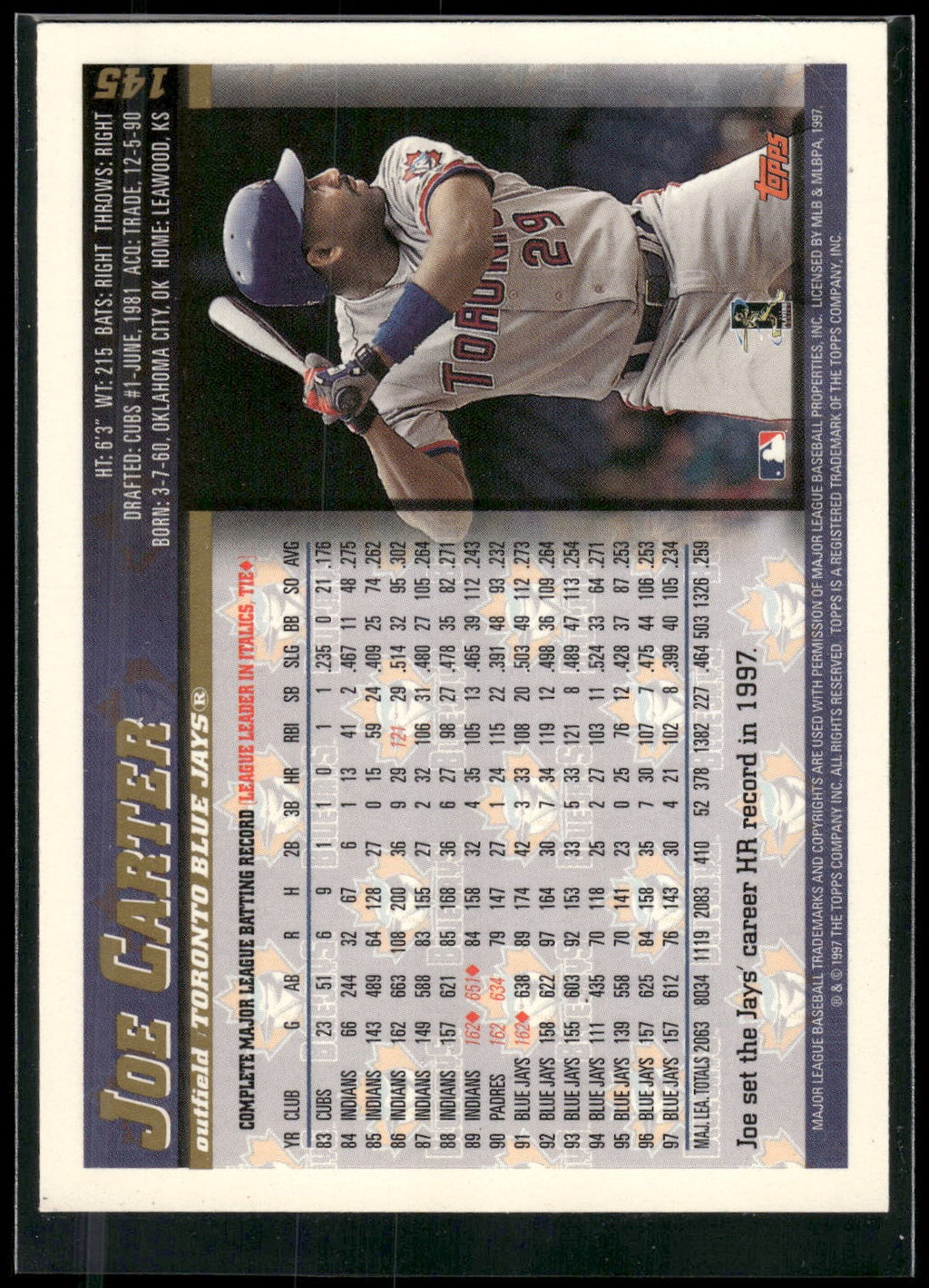 1998 Topps #145 Joe Carter