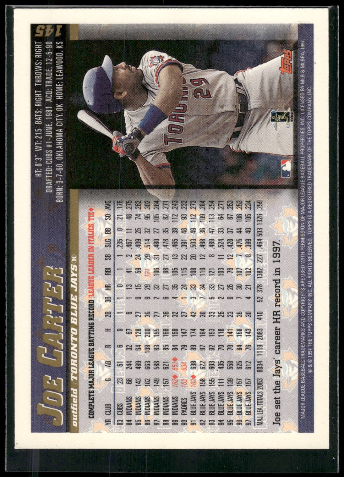 1998 Topps #145 Joe Carter