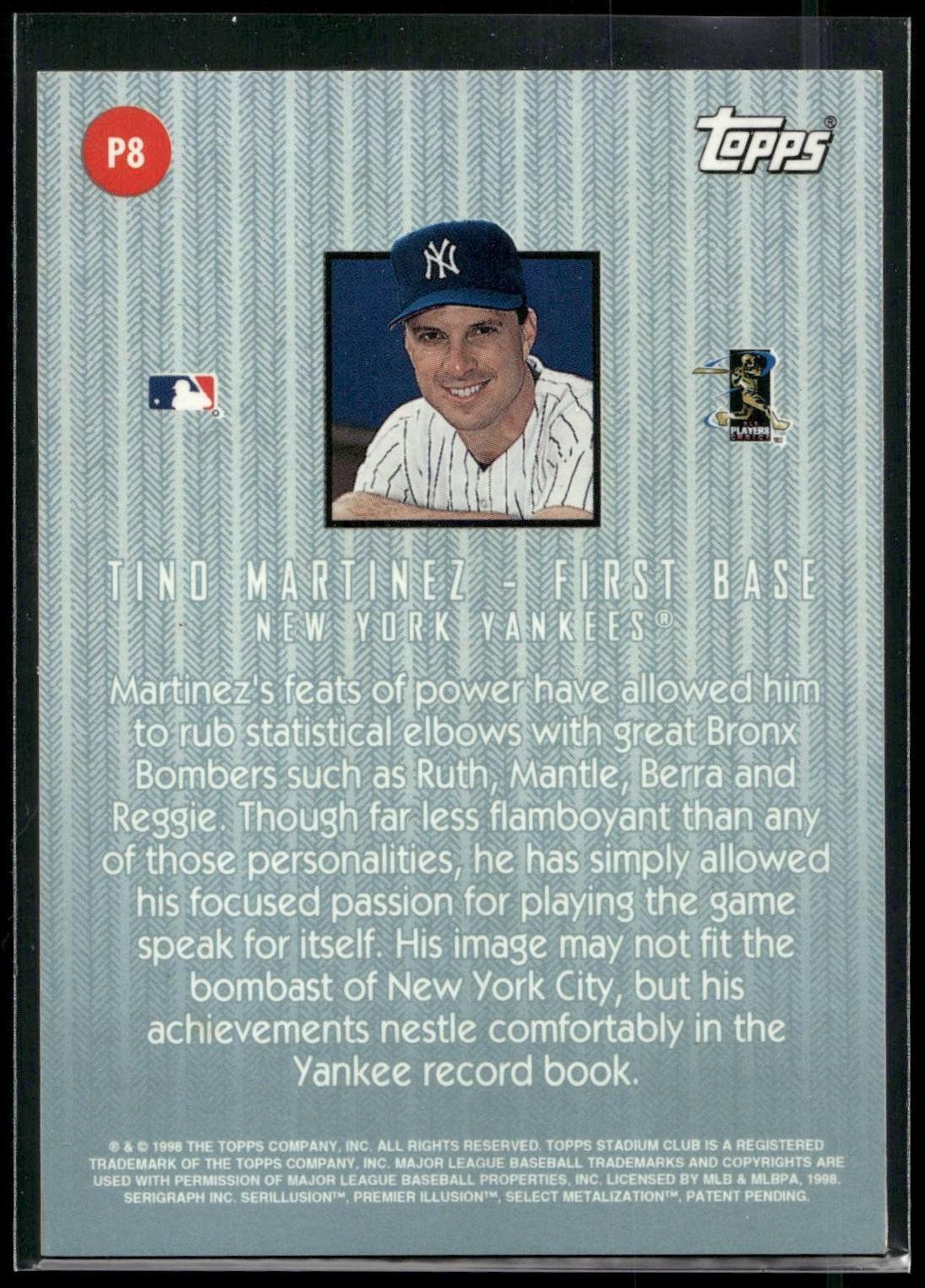 1998 Stadium Club #P8 Tino Martinez Playing with Passion