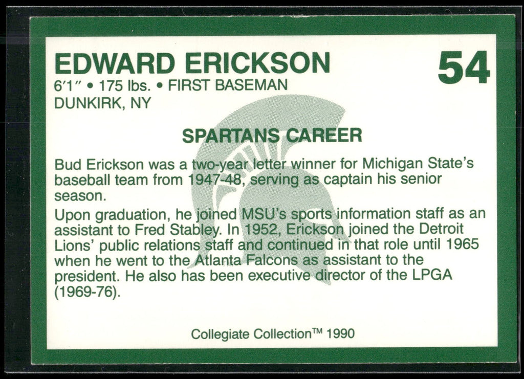 1990 Collegiate Collection Michigan State Spartans #54 Edward Erickson