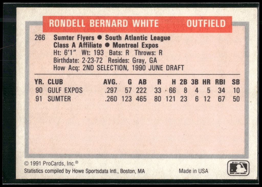 1991-92 ProCards Tomorrow's Heroes #266 Rondell White