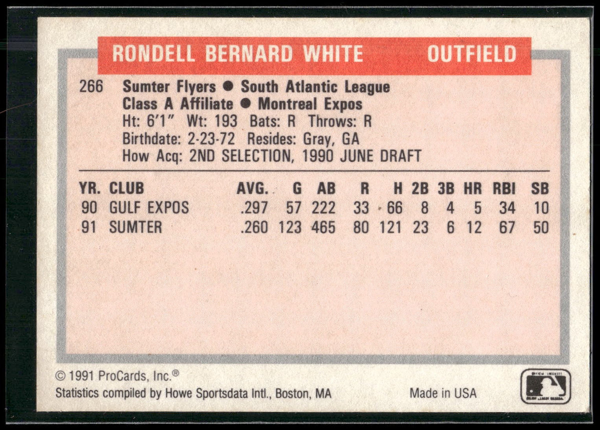 1991-92 ProCards Tomorrow's Heroes #266 Rondell White