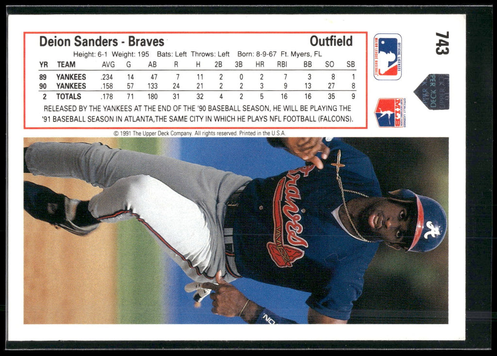 1991 Upper Deck #743b Deion Sanders