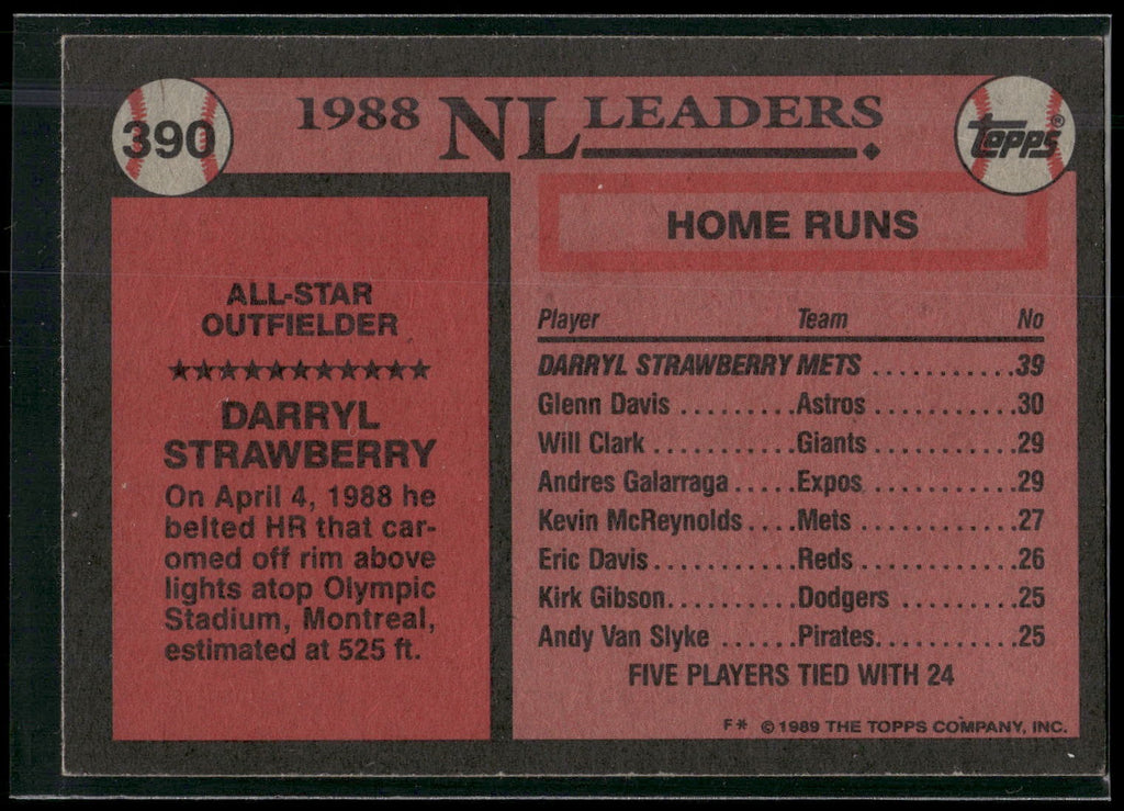 1989 Topps #390 Darryl Strawberry