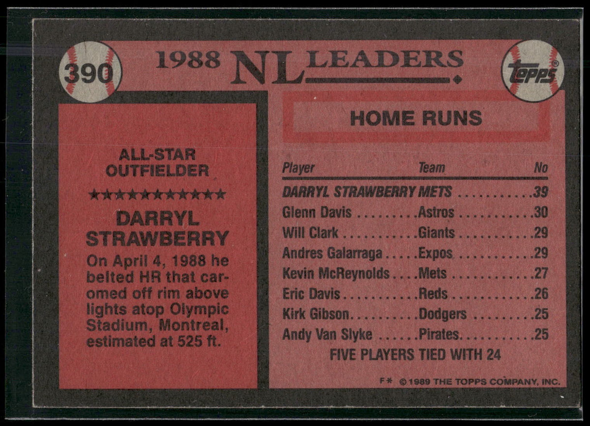 1989 Topps #390 Darryl Strawberry