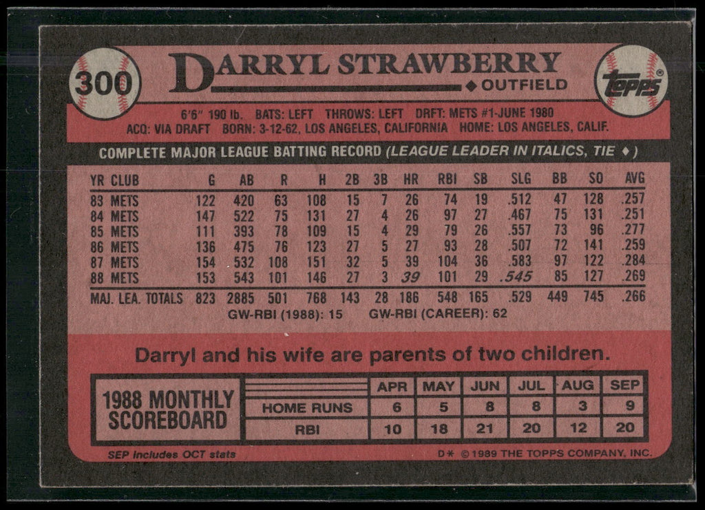 1989 Topps #300 Darryl Strawberry
