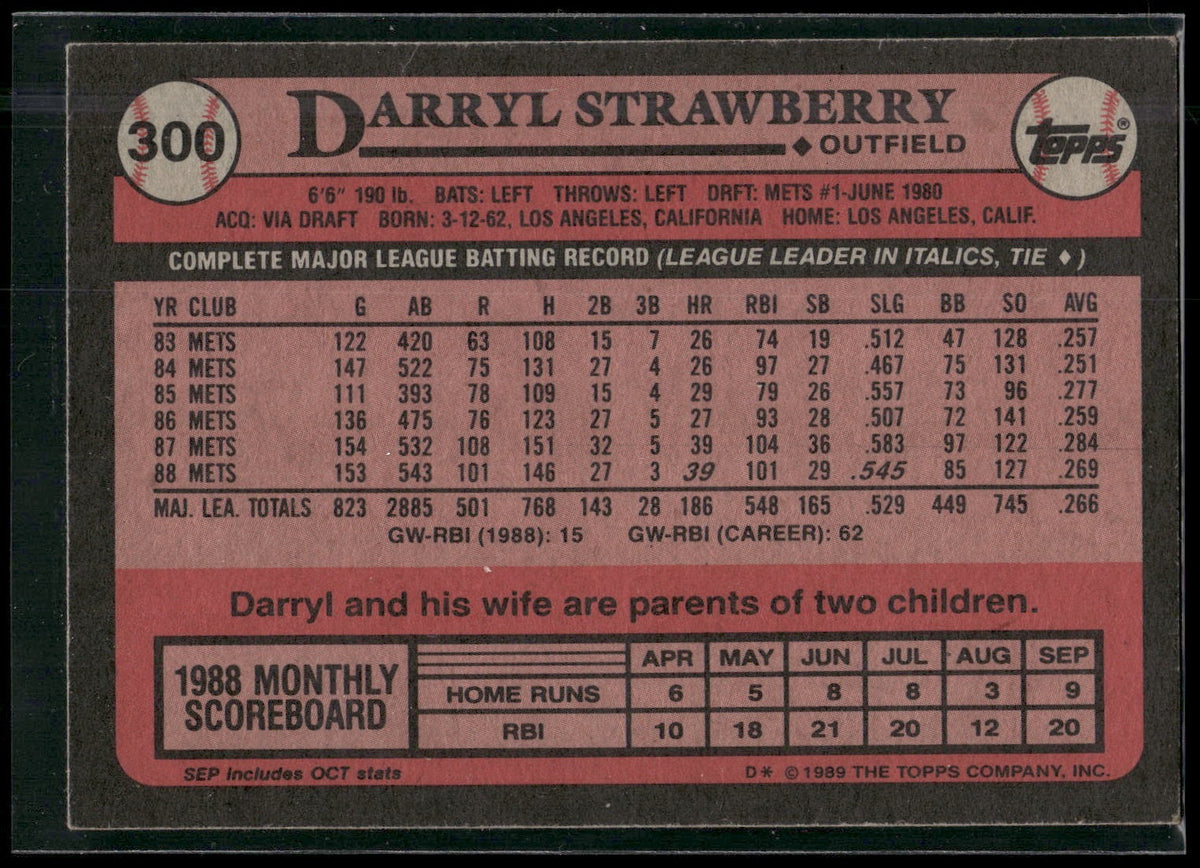 1989 Topps #300 Darryl Strawberry