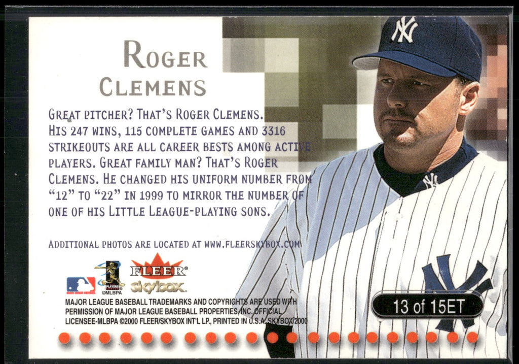2000 SkyBox #13ET Roger Clemens E-Ticket