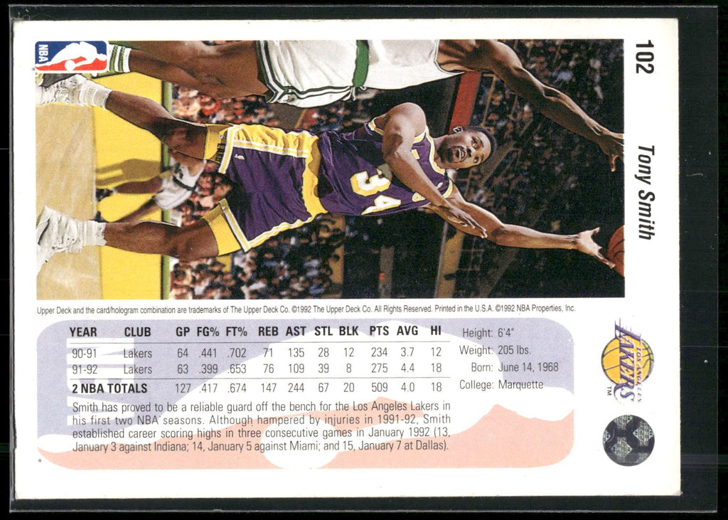 1992-93 Upper Deck #102 Tony Smith