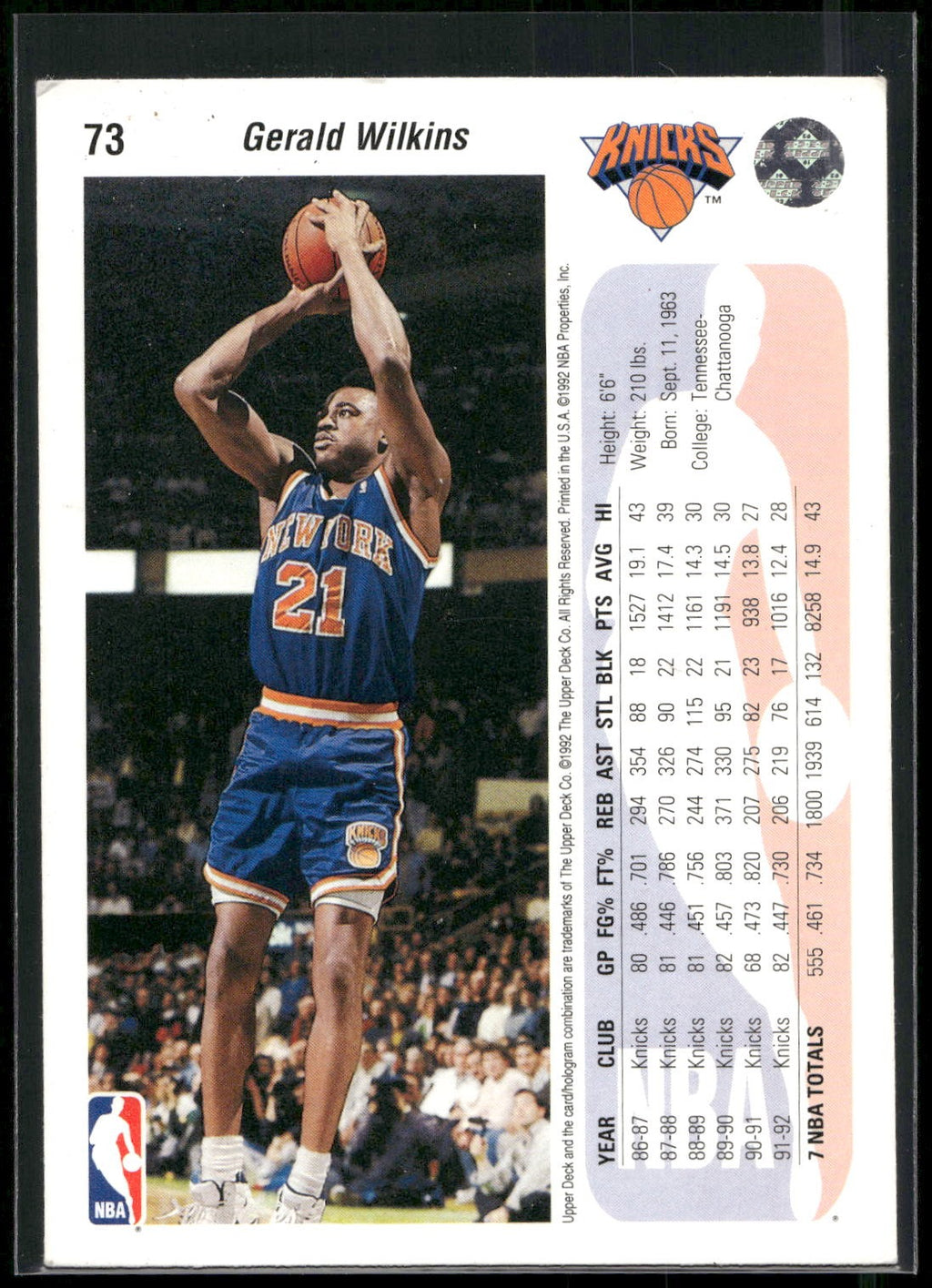 1992-93 Upper Deck #73 Gerald Wilkins