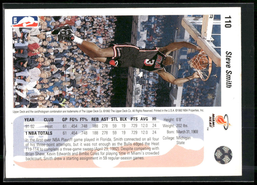 1992-93 Upper Deck #110c Steve Smith