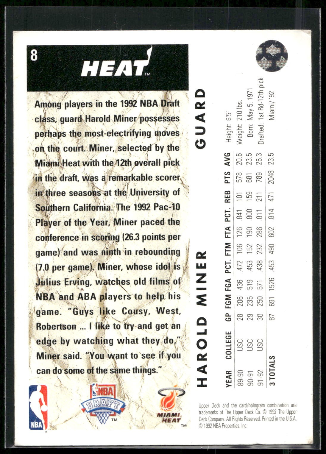 1992-93 Upper Deck #8 Harold Miner