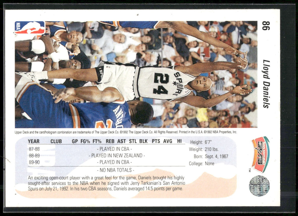 1992-93 Upper Deck #86 Lloyd Daniels