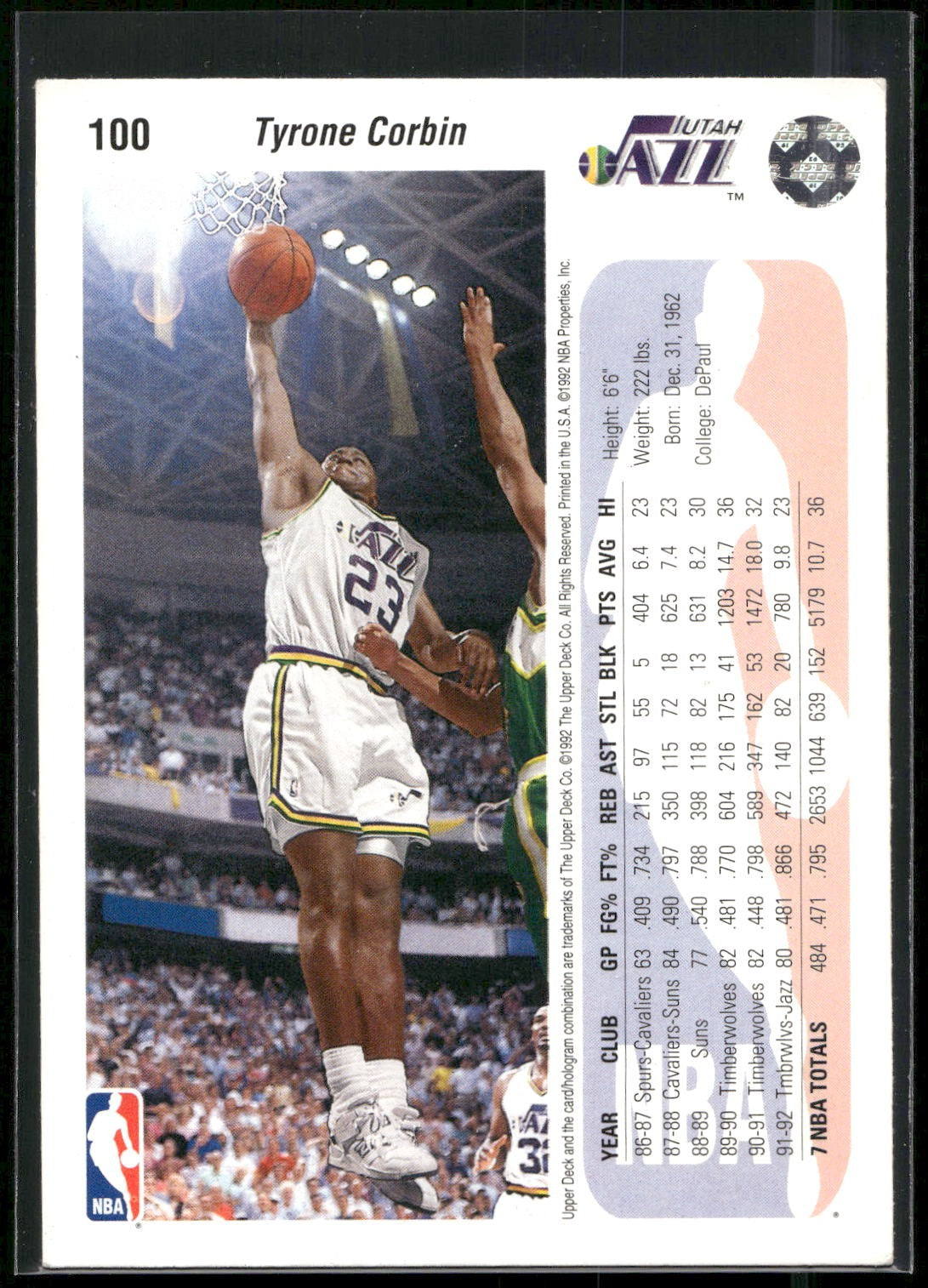 1992-93 Upper Deck #100 Tyrone Corbin