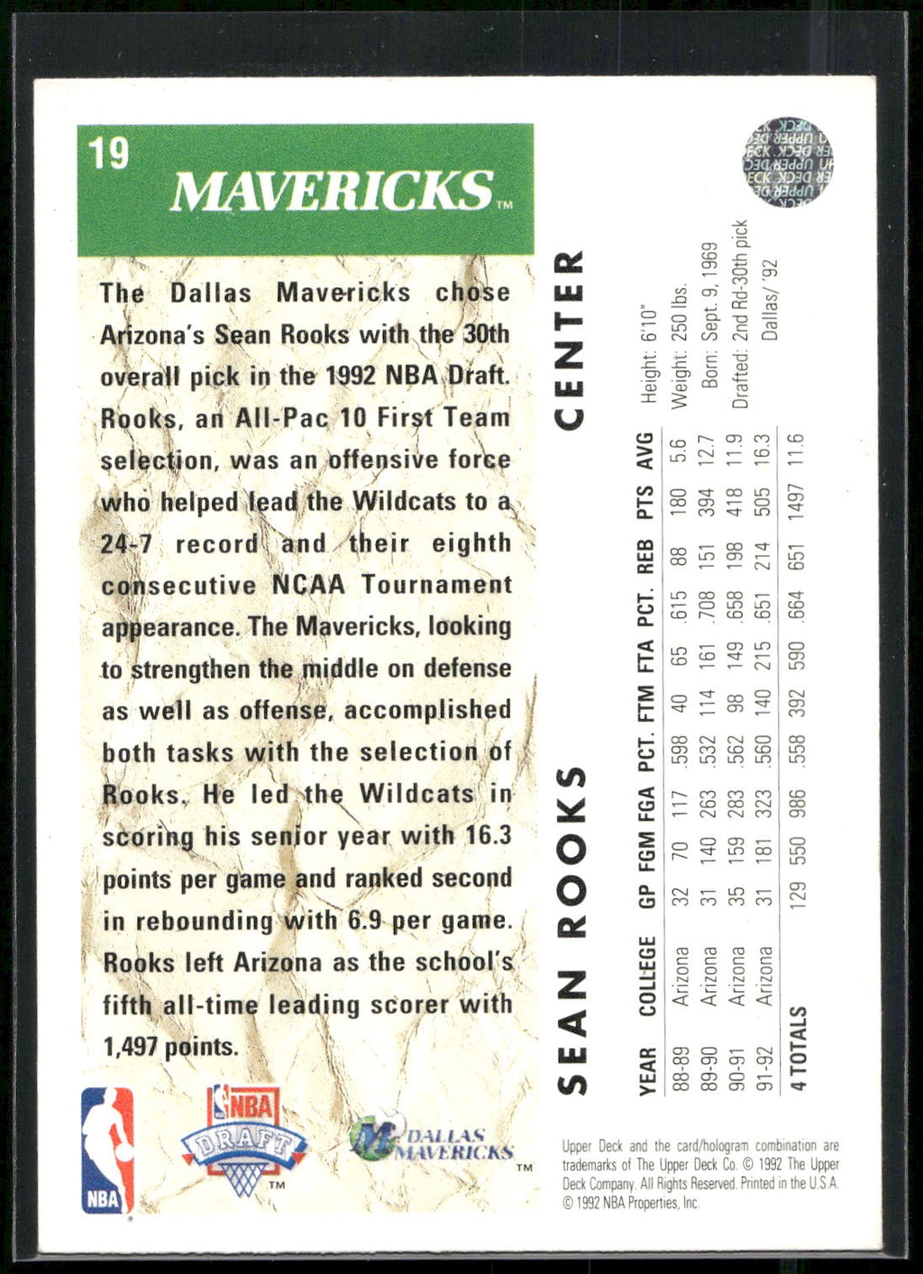 1992-93 Upper Deck #19 Sean Rooks