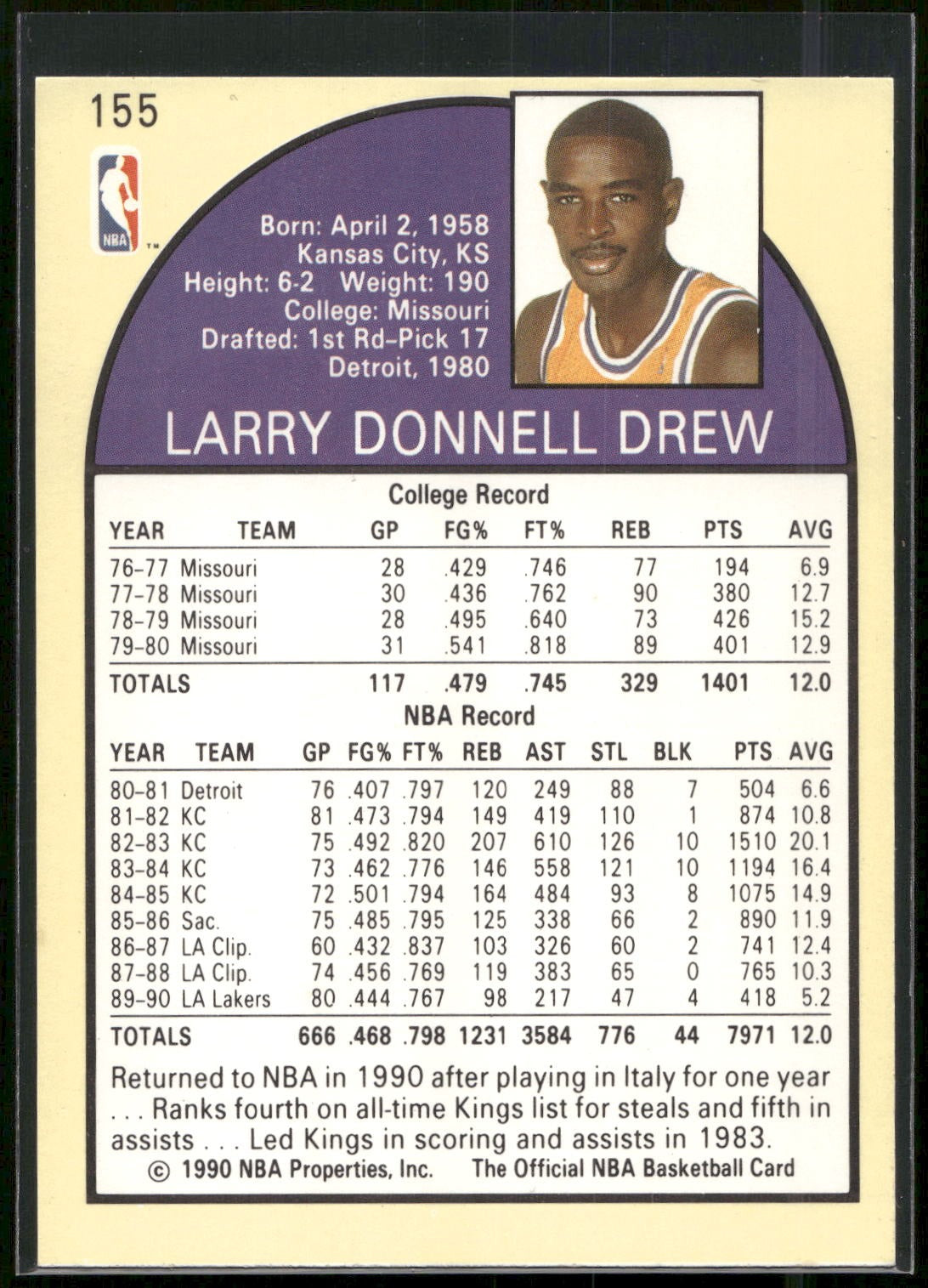 1990-91 Hoops #155 Larry Drew
